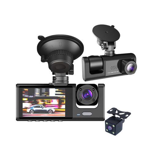 3 Lentilles de CaméRa Voiture DVR 3 Canaux Dash Cam HD 1080P et ArrièRe IntéRieur Dashcam Enregistreur VidéO Vision Nocturne