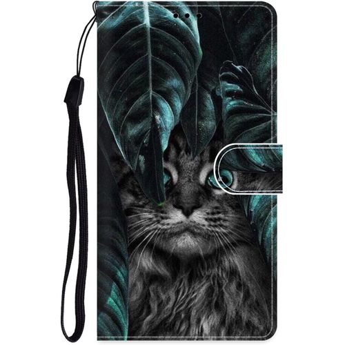 Coque Pour Samsung Galaxy A53 5g Housse Motif Dessin Coque Pu Etui En Cuir Portefeuille Flip Case Pour Galaxy A53 5g A Rabat Silikon Antichoc Fente Carte Support Cover - Chat Gris