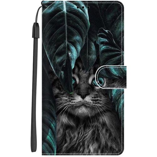 Coque Pour Iphone 13 / Iphone 14 Protection Pochette Housse Motif Pu Etui En Cuir Portefeuille Flip Case Magnetique Etui A Rabat Antichoc Fente Carte Support Cover, Chat Gris