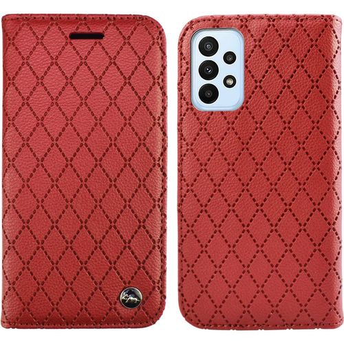 Coque Pour Samsung Galaxy A52 5g / 4g, Pu Cuir A Rabat Flip Housse Etui Pour Samsung Galaxy A52 5g / 4g 6.5"" Avec Motif Dessin Retro Gaufrage, Etui Case Antichoc Cover Portefeuille, Rouge