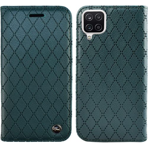 Coque Pour Samsung Galaxy A12 / M12, Pu Cuir A Rabat Flip Housse Etui Pour Samsung Galaxy M12 / A12 6.5"" Avec Motif Dessin Retro Gaufrage, Etui Case Antichoc Cover Portefeuille, Vert