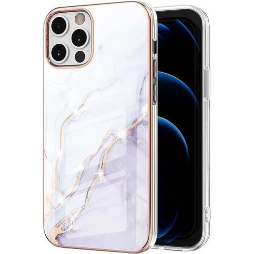 Coque Pour Iphone 12 Pro Max, Marbre Motif Design Slim Antichoc Flexible Tpu Bumper Souple Silicone Case Cover Housse Etui De Protection Anti-Choc Coque Pour Iphone 12 Pro Max, Blanc