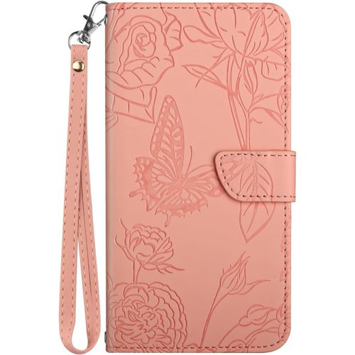 Coque Pour Samsung Galaxy S20 6.2"", Housse En Cuir Pu Leather Etui Portefeuille A Rabat Clapet Avec Fleurs Papillon Motif Relief Magnetique Protection Case Cover Pour Samsung Galaxy S20 Rose