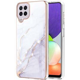 Coque Pour Samsung Galaxy A22 4g, Marbre Motif Design Slim Antichoc Flexible Tpu Bumper Souple Silicone Case Cover Housse Etui De Protection Anti-Choc Coque Pour Galaxy A22 4g, Blanc