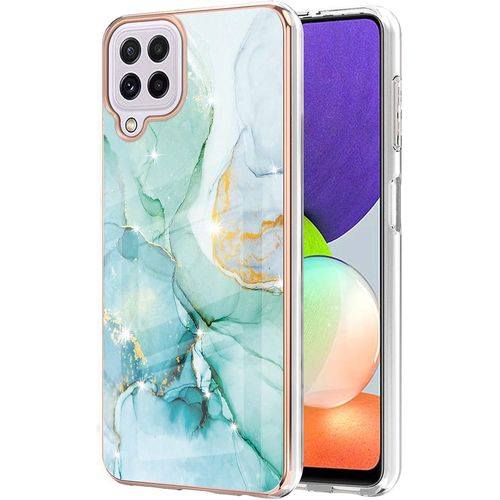 Coque Pour Samsung Galaxy A22 4g, Marbre Motif Design Slim Antichoc Flexible Tpu Bumper Souple Silicone Case Cover Housse Etui De Protection Anti-Choc Coque Pour Galaxy A22 4g, Vert Fonce