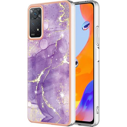 Coque Pour Xiaomi Redmi Note 11 Pro 4g, Marbre Motif Design Slim Antichoc Flexible Bumper Silicone Case Cover Housse Etui De Protection Anti-Choc Coque Pour Redmi Note 11 Pro 5g, Pourpre Fonce