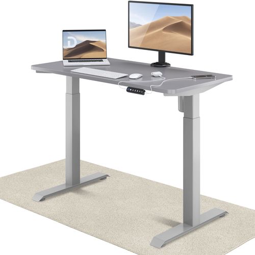 Desktronic Homeone Bureau Assis Debout Électrique - Bureau Réglable En Hauteur Stabilisé - Commande Tactile - Mémoires - Ports Usb Intégrés, 120x60cm, Gris