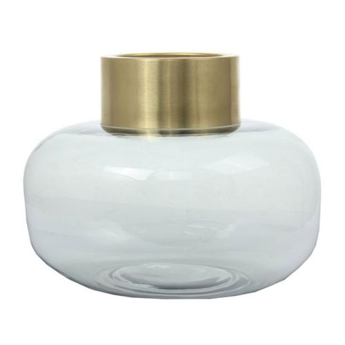Vase Design en Verre "Saigon" 23cm Gris & Or