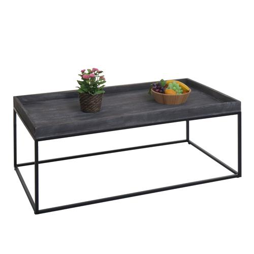 Table Basse Hwc-K71, Table Basse Table D'appoint, Bois Massif Métal 46x110x60cm   Gris Foncé