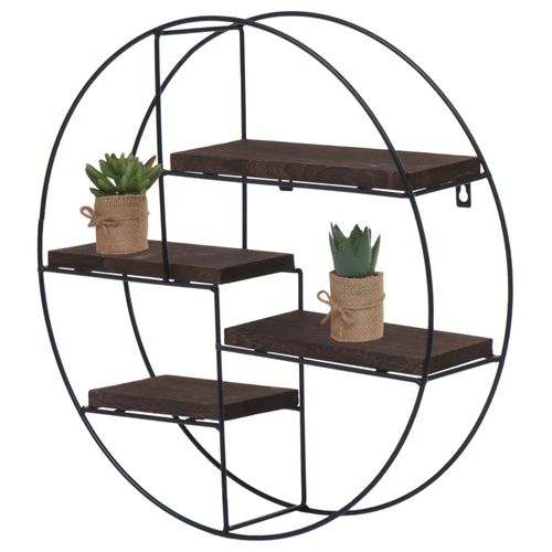 Étagère Murale Hwc-K76, Étagère Suspendue Étagère Flottante, 4 Étagères En Métal Massif-Bois Industriel 45x45x11cm   Brun Foncé
