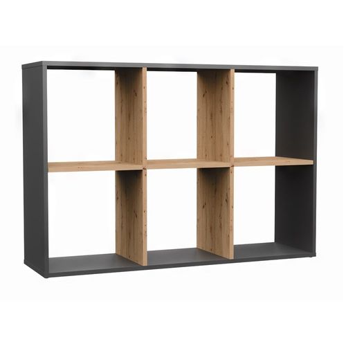 Marion - Étagère Modulable 6 Cubes - Bibliothèque 6 Cases - 110x30x75 Cm - Meuble De Rangement - Gris&chêne