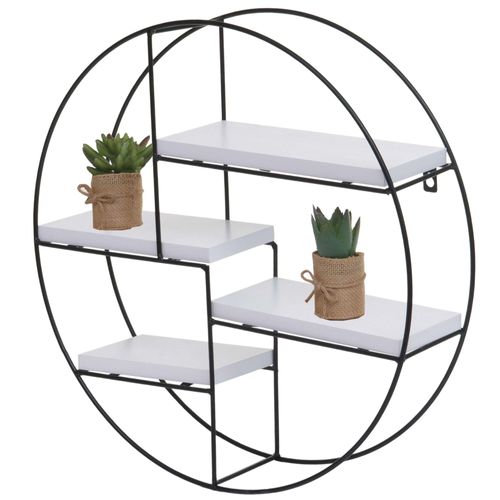 Étagère Murale Hwc-K76, Étagère Suspendue Étagère Flottante, 4 Étagères En Métal Massif-Bois Industriel 45x45x11cm   Blanc