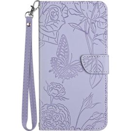 Coque Pour Samsung Galaxy S20 Fe 4g 5g 6.5"", Housse En Cuir Pu Leather Etui Portefeuille A Rabat Clapet Avec Fleurs Papillon Motif Relief Protection Case Cover Pour Samsung S20 Fe 4g 5g Violet
