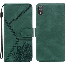 Coque Pour Iphone Xr, Pu Cuir A Rabat Flip Housse Etui Pour Iphone Xr 6.1"" Avec Motif Dessin Mandala Fleur, Etui Case Antichoc Cover Portefeuille, Vert