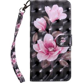 Coque Pour Iphone 13 Mini Housse Pu Cuir Avec Mignonne Motif Dessin Antichoc Portefeuille Etui A Rabat Protection Etui Flip Folio Case Cover Pour Iphone 13 Mini, Fleur Rose
