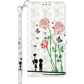 Coque Pour Iphone 13 Mini Housse Pu Cuir Avec Mignonne Motif Dessin Antichoc Portefeuille Etui A Rabat Protection Etui Flip Folio Case Cover Pour Iphone 13 Mini, Rose Et Amour