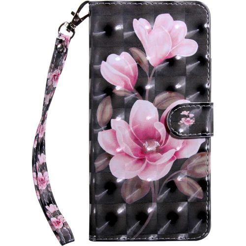 Coque Pour Iphone 6 Plus Iphone 7 Plus Iphone 8 Plus Housse Pu Cuir Avec Mignonne Motif Antichoc Portefeuille Etui A Rabat Protection Etui Flip Folio Case Cover Pour Iphone 8 Plus, Fleur Rose