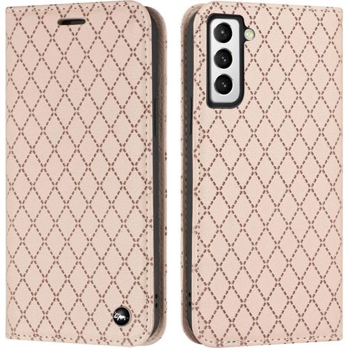 Coque Pour Samsung Galaxy S22+ 5g, Pu Cuir A Rabat Flip Housse Etui Pour Samsung Galaxy S22+ 5g 6.55"" Avec Motif Dessin Retro Gaufrage, Etui Case Antichoc Cover Portefeuille, Rose