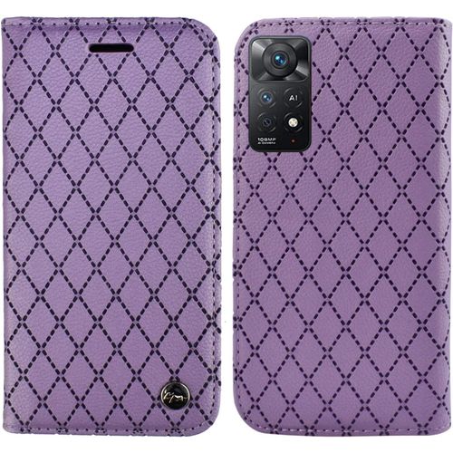 Coque Pour Xiaomi Redmi Note 11 Pro 4g / 5g, Pu Cuir A Rabat Flip Housse Etui Pour Redmi Note 11 Pro 4g / 5g Avec Motif Dessin Retro Gaufrage, Etui Case Antichoc Cover Portefeuille, Violet