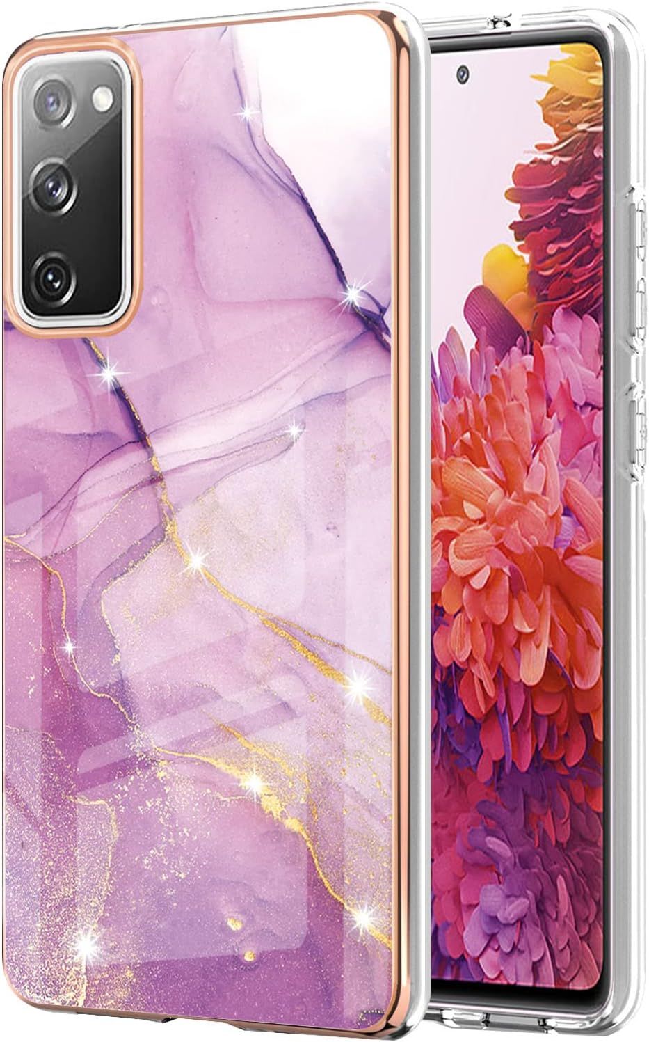 Coque Pour Samsung Galaxy S20 Fe 5g, Marbre Motif Design Slim Antichoc Flexible Bumper Souple Silicone Case Cover Housse Etui De Protection Anti-Choc Coque Pour Galaxy S20 Fe 5g, Pourpre Clair