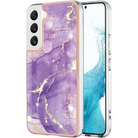 Coque Pour Samsung Galaxy S22 5g, Marbre Motif Design Slim Antichoc Flexible Tpu Bumper Souple Silicone Case Cover Housse Etui De Protection Anti-Choc Coque Pour Galaxy S22 5g, Pourpre Fonce