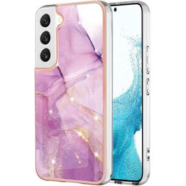 Coque Pour Samsung Galaxy S22 5g, Marbre Motif Design Slim Antichoc Flexible Tpu Bumper Souple Silicone Case Cover Housse Etui De Protection Anti-Choc Coque Pour Galaxy S22 5g, Pourpre Clair