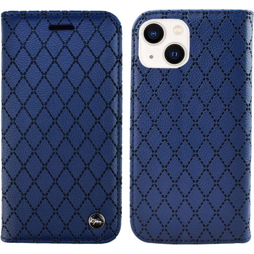 Coque Pour Iphone 13 Mini, Pu Cuir A Rabat Flip Housse Etui Pour Iphone 13 Mini 5.4"" Avec Motif Dessin Retro Gaufrage, Etui Case Antichoc Cover Portefeuille, Bleu