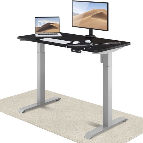 Desktronic Homeone Bureau Assis Debout Électrique - Bureau Réglable En Hauteur Stabilisé - Commande Tactile - Mémoires - Ports Usb Intégrés, 120x60cm, Gris + Noir