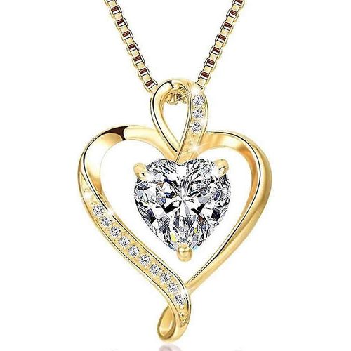 Colliers Pour Femmes 925 Sterling Silver Heart Pendentif Collier Or / Argent / Rose Bijoux En Or Cadeaux Pour Sa Petite Amie Femme Maman Anniversaire