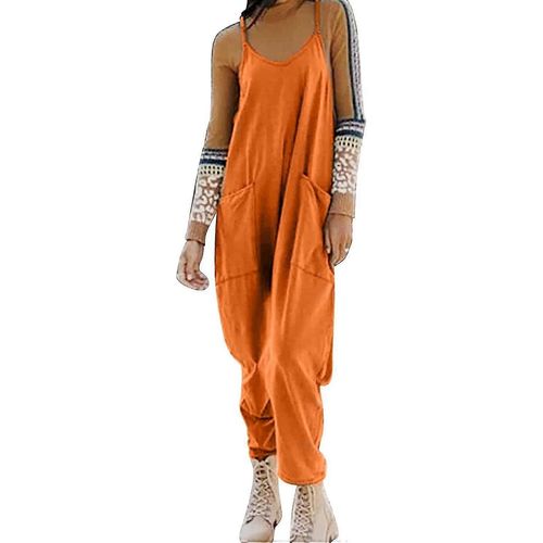 Combinaisons Pour Femmes - Combinaisons À Jambes Larges Combinaisons Pour Femmes, Combinaisons Sans Manches Décontractées À Col En V Pour Femmes Avec Bretelle Spaghetti A
