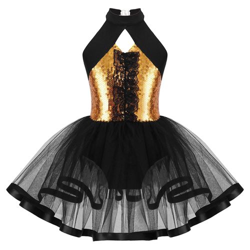 Robe Tutu De Brevde Ballet À Paillettes Pour Fille,Vêtement Moderne À Col Licou,Style Jazz Et Latine,Pour Enfant