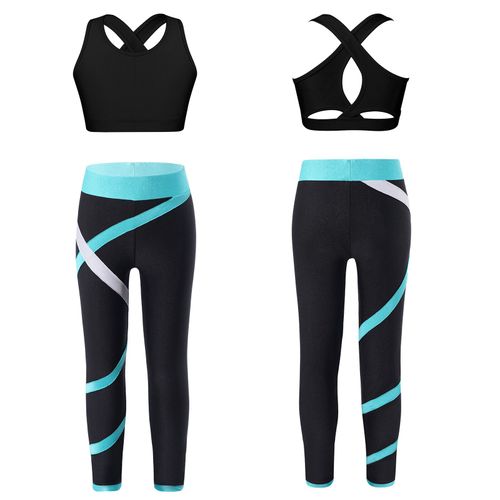 Ensemble De Sport Pour Filles,Haut Court Sans Manches,Avec Leggings,Pantalons,Vêtements De Gymnastique,De Yoga,De Ballet