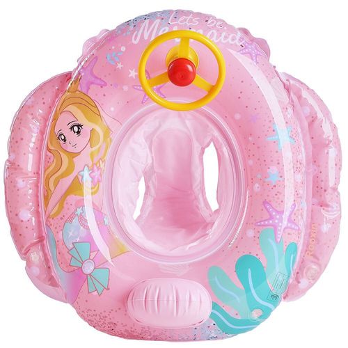 Rooxin-Bouée Circulaire De Natation Flamant Rose Pour Bébé,Anneau De Natation Avec Parasol,Siège Flottant,Jouets De Fête Pour La Plage D'été - Type Mermaid