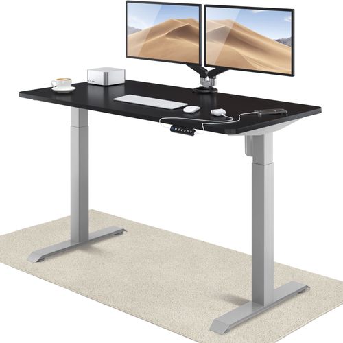 Desktronic Homeone Bureau Assis Debout Électrique - Bureau Réglable En Hauteur Stabilisé - Commande Tactile - Mémoires - Ports Usb Intégrés, 140x70cm, Gris + Noir