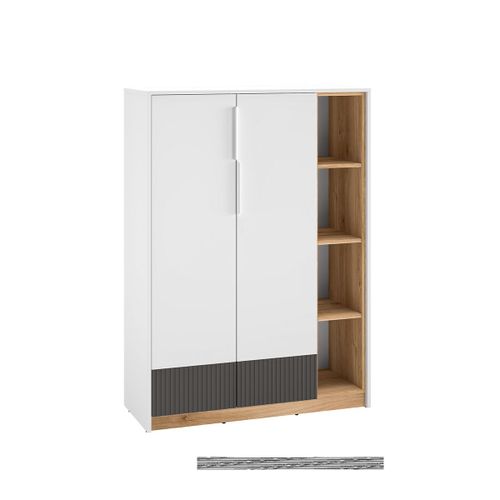 Armoire Basse 2 Portes 1 Tiroir Stratifiés Blanc