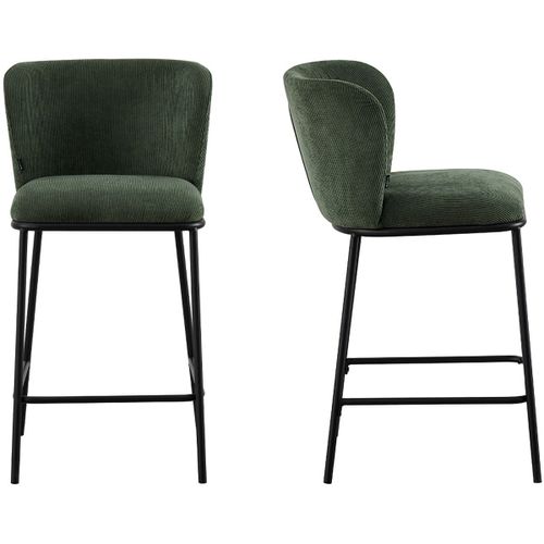 Lot De 2 Tabourets De Bar En Velours Côtelé Vert Kaki