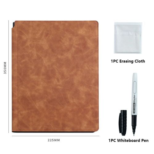 Cahier De Tableau Blanc A4 Avec Stylet De Tableau Blanc,Cuir Effaçable,Brouillon De Tableau Blanc,Réutilisable,Bloc-Notes De Licence Hebdomadaire - Type Brown