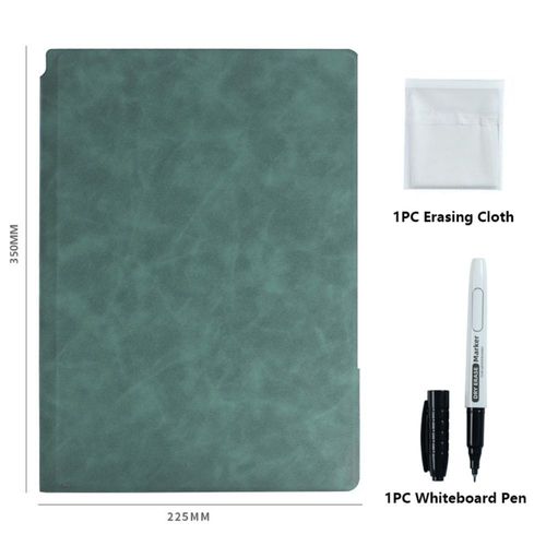 Cahier De Tableau Blanc A4 Avec Stylet De Tableau Blanc,Cuir Effaçable,Brouillon De Tableau Blanc,Réutilisable,Bloc-Notes De Licence Hebdomadaire - Type Green