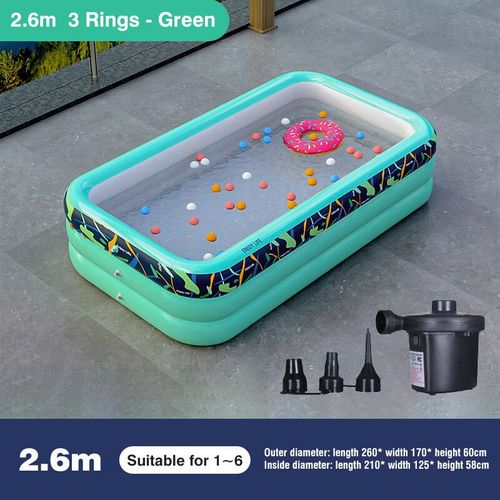 Grandes piscines gonflables pour la famille,piscine rectangulaire en PVC,baignade en plein air,cadeaux de fête des enfants,2.6 m,2.1m - Type 2.6M Pump