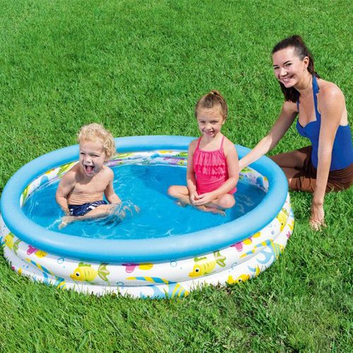 Piscine Gonflable Ronde Pour Bébés,Piscine À Balles Pour Tout-Petits,Motif Océan,Amusement D'été Pour Enfants De 2 Ans Et Plus,3 Anneaux,48 Po X 10 Po - Type 48 In X 10 In