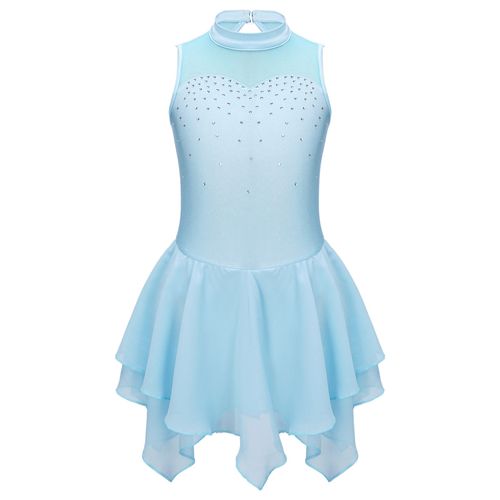 Robe De Patinage Sur Glace À Paillettes Et Strass Pour Fille,Tenue De Brevde Ballet,Costume Tutu Lyrique
