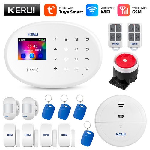 KERUI tuya-Système d'alarme de sécurité domestique intelligent,Wifi 101,RFID,capteur de mouvement sans fil,détecteur de porte,caméra IP,sirène Alexa - Type Alarm KIT5