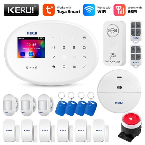 KERUI tuya-Système d'alarme de sécurité domestique intelligent,Wifi 101,RFID,capteur de mouvement sans fil,détecteur de porte,caméra IP,sirène Alexa - Type Alarm KIT6