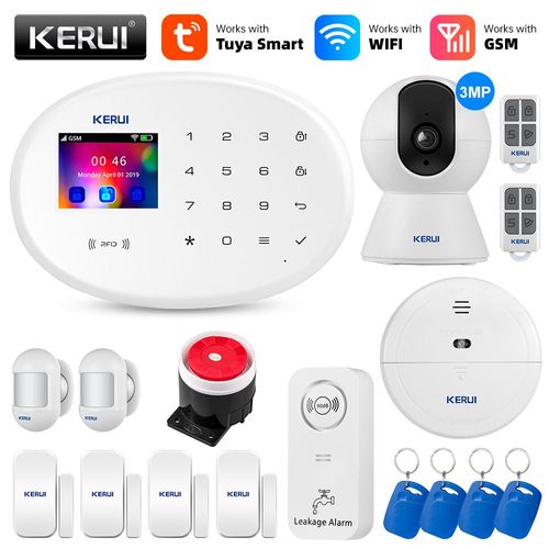 KERUI tuya-Système d'alarme de sécurité domestique intelligent,Wifi 101,RFID,capteur de mouvement sans fil,détecteur de porte,caméra IP,sirène Alexa - Type Alarm KIT8