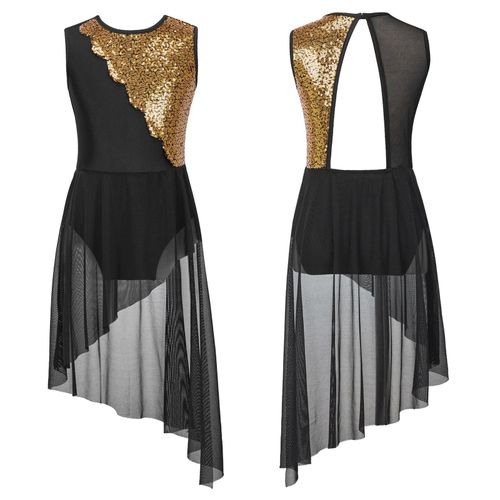 Jupe Tutu De Ballet Pour Fille,Robe De Brevlyrique,Paillettes Brillantes,Patchwork,Ourlet Irrégulier,Dos Creux,Moderne,Jazz