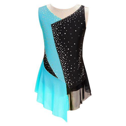Robe De Patinage Artistique Pour Filles,Tutu En Maille Transparente Avec Biscuits Brillants,Robe De Ballet,Justaucorps De Salle De Rh,Vêtements De Danse Pour Enfants
