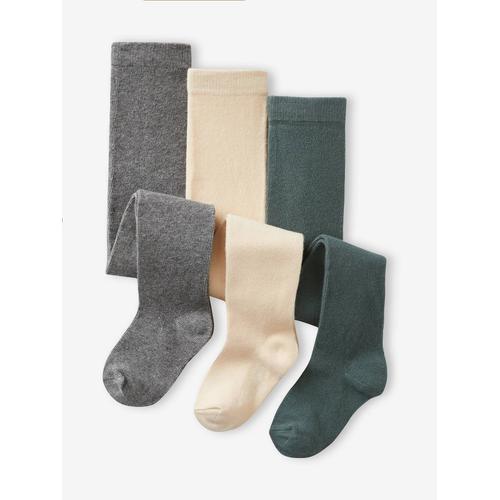 Lot De 3 Collants Bébé Maille Basics Gris Chiné