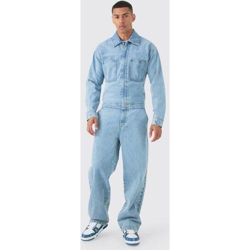 Combinaison Large En Jean À Manches Longues Homme - Bleu - 28, Bleu