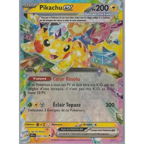 Carte Pokémon - Pikachu Ex - 057/191 - Ultra-Rare - Ev8 Etincelles Déferlantes