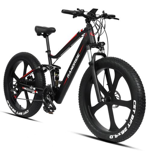 Randride Yx90m 26x4.0inches Vtt Électrique Batterie 48v 13.6ah Freins À Disques Hydrauliques Vélo Électrique Avec 21 Vitesses Et Roues Intégrées En Alliage De Magnésium 50-70km